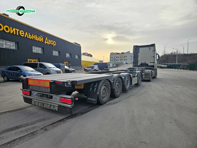 Отгрузка полуприцепа контейнеровоза SteelBear PF-41N-6 универсала в Новомосковск Тульской области